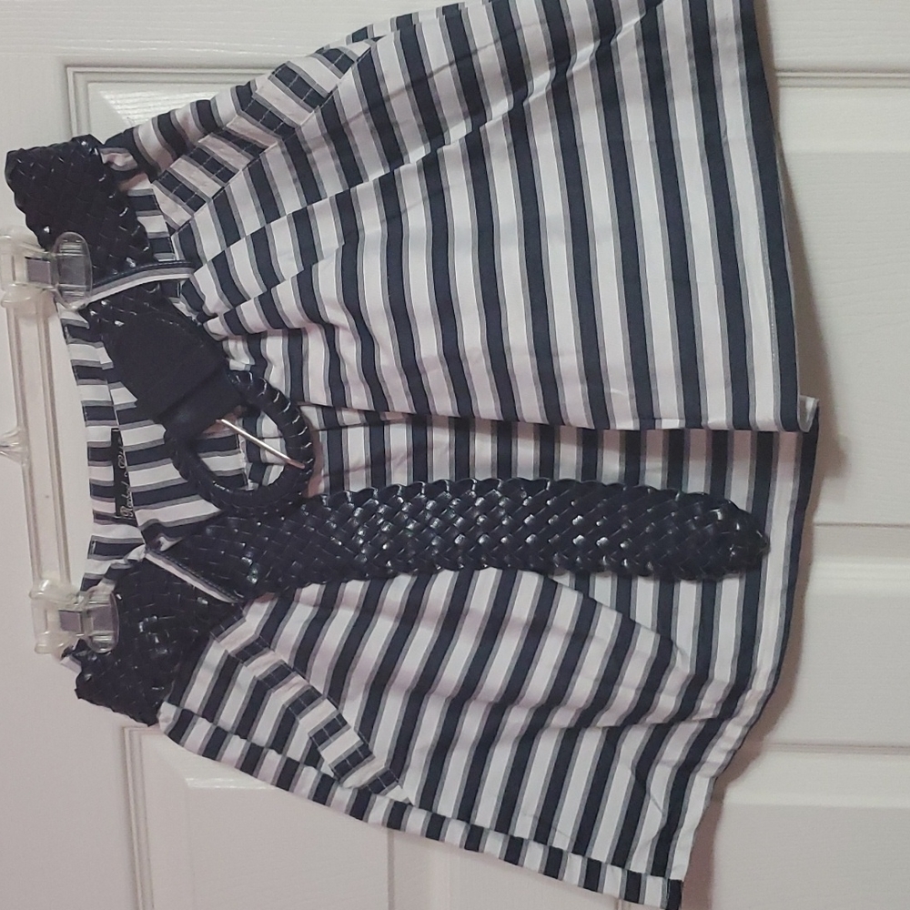 Navy Blue and White Cotton Skirt